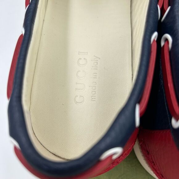 Men’s Gucc calf Leather GG embossed boat shoes size 12 made in Italy - Picture 5 of 9